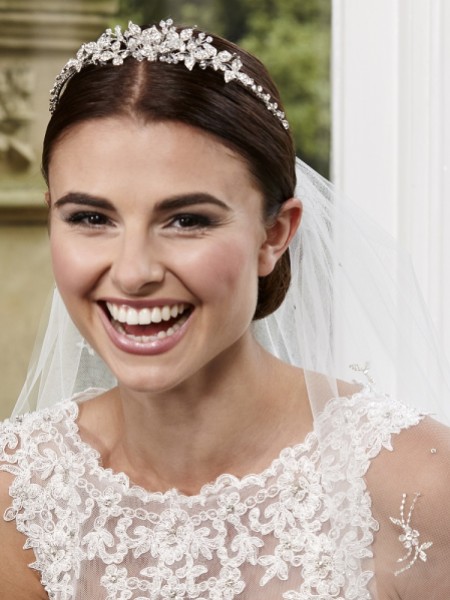 Linzi Jay Crystal Embellished Leaves Bridal Tiara LT639