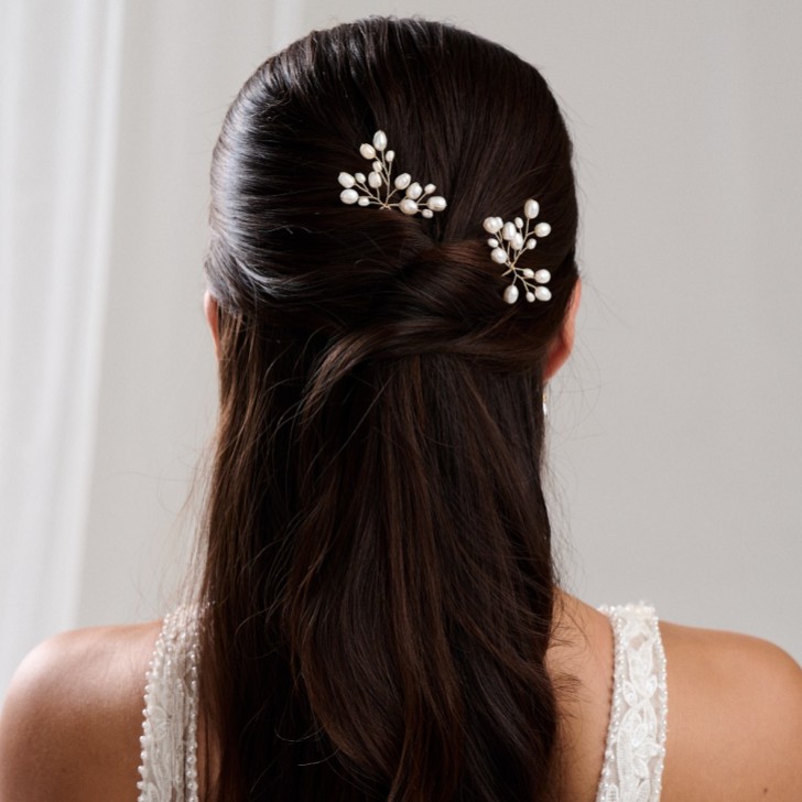 Épingle à cheveux de mariage en perles d'eau douce Oriana (or)