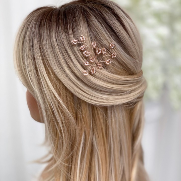 Épingle à cheveux Livy Rose Gold Beaded Wedding