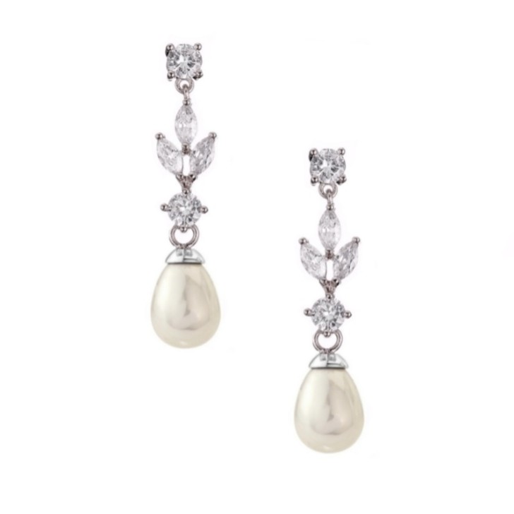 Abella Cubic Zirconia and Pearl Drop Earrings