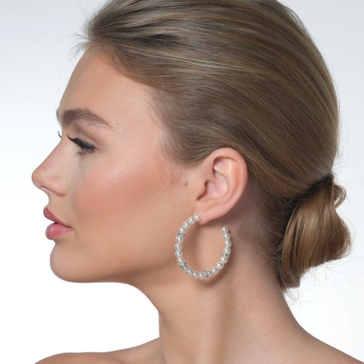 Ada Pearl and Crystal Hoop Earrings