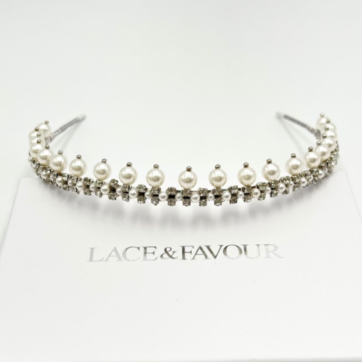 Albany Vintage Low Perle und Kristall Braut Tiara