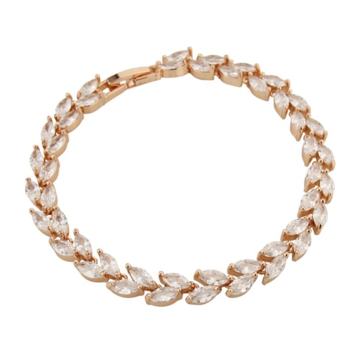 Amara - Bracelet Vine of Leaves en cristal d'or rose