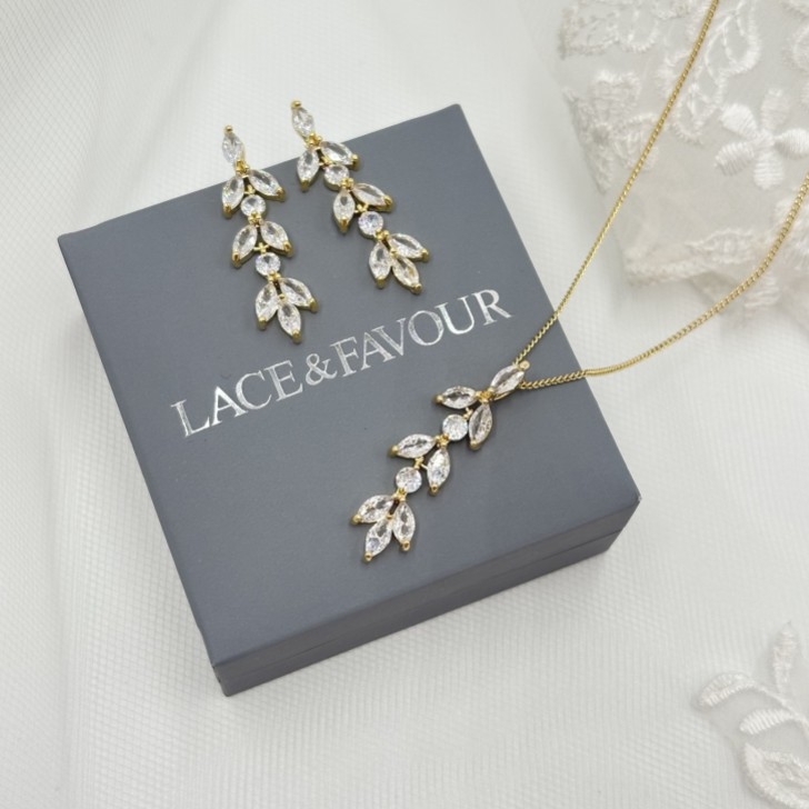 Aria Gold Cubic Zirconia Bridal Jewellery Set