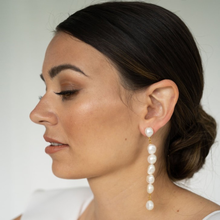 Arianna Boucles d'oreilles longues avec perles d'eau douce ARE698