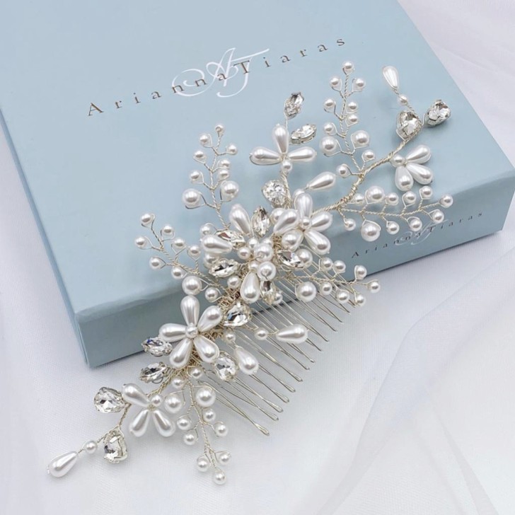 Arianna Honeysuckle Pearl Floral Hair Comb AR607