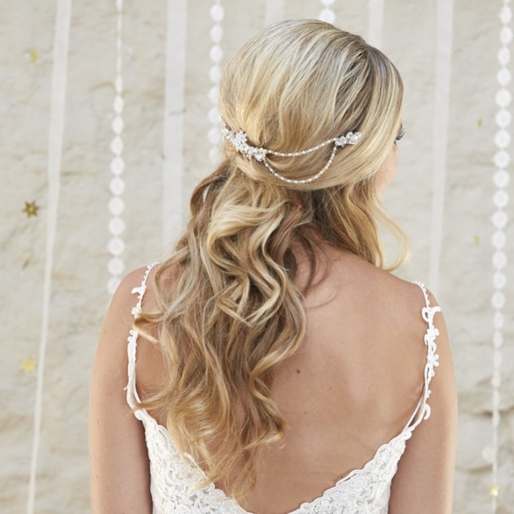 Arianna Lyra Vintage Pearl and Crystal Bridal Hair Drape AR562