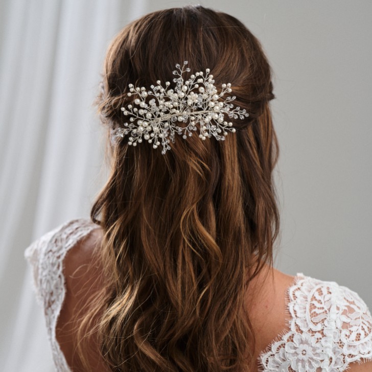 Arianna Statement Pearl and Crystal Veil Comb AR751