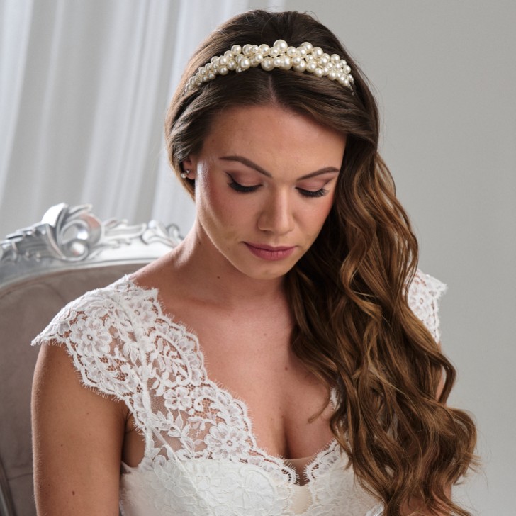 Arianna Tiara da sposa bassa con perle AR789