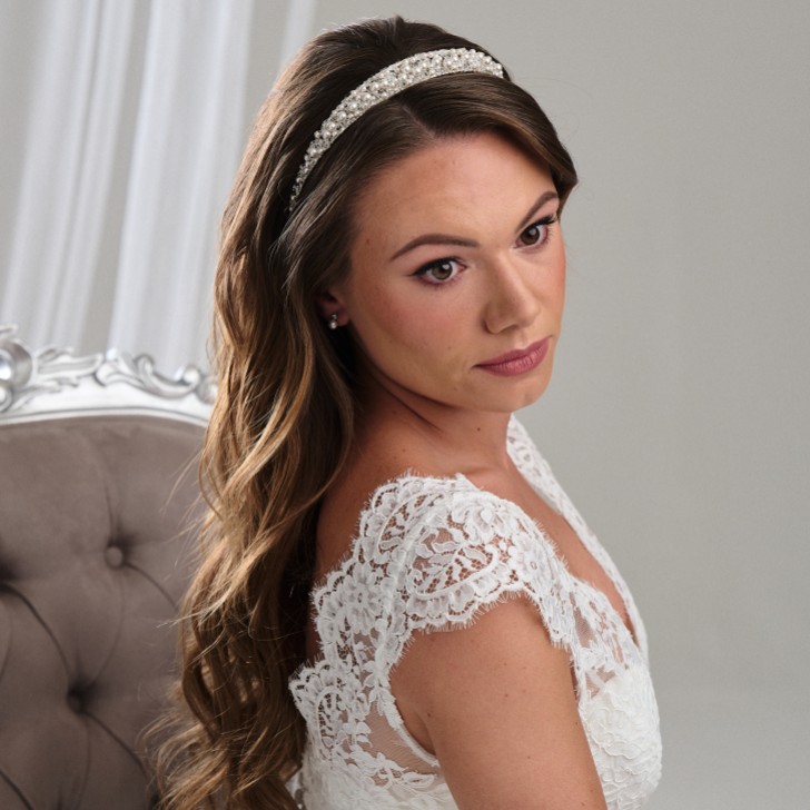 Arianna Tiara da sposa Grace Low in perle e cristalli AR261