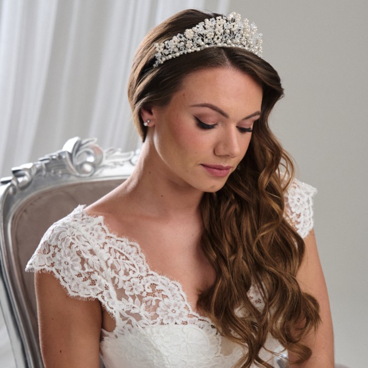 Arianna Tiara floreale con perle e cristalli AR749