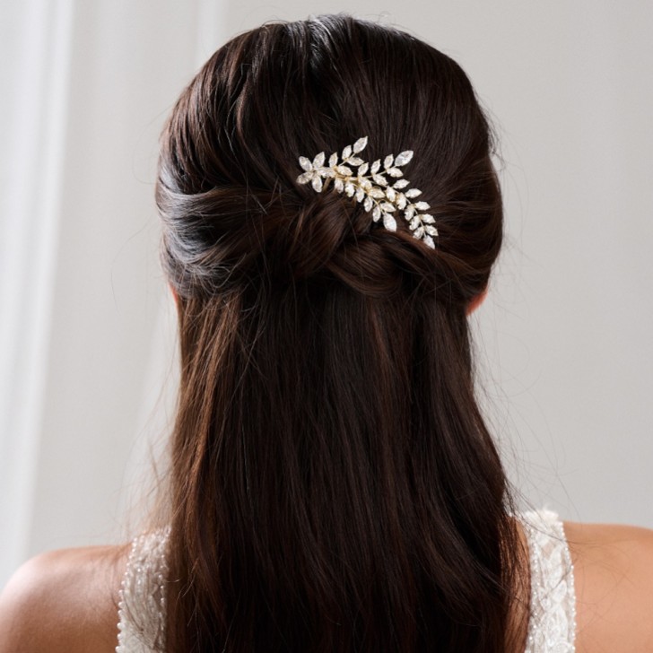 Aurora Gold Crystal Spray Wedding Hair Comb
