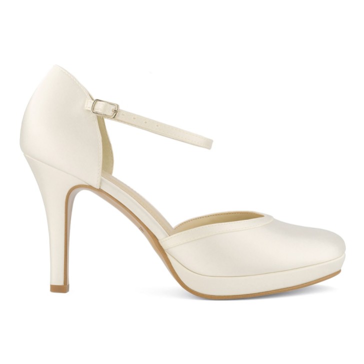 Avalia Dona Ivoire Satin Ankle Strap Platform Court Shoes