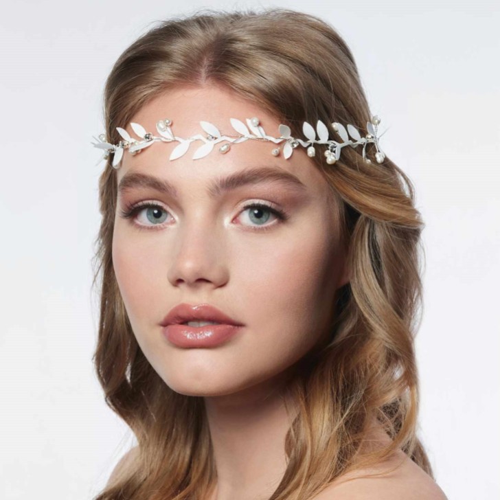 Bandeau Boho Gaia Silver Leaf Bridal