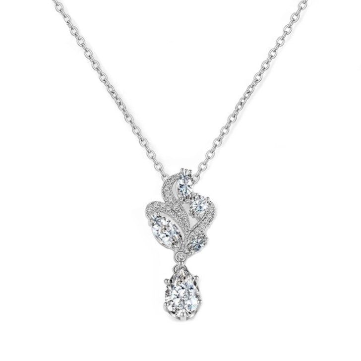 Bejeweled Crystal Vintage Pendant Necklace (Silver)