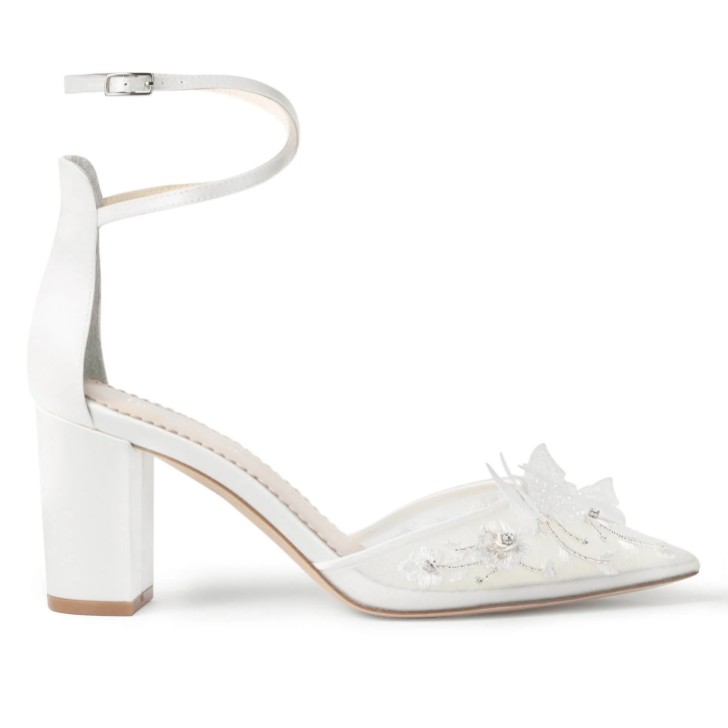 Bella Belle Eliza Ivory Silk Butterfly Block Heel Wedding Shoes