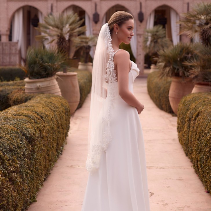 Bianco Elfenbein einstufig Perlen 3D Blume Fingerspitze Schleier S538