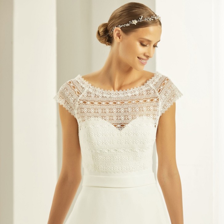 Bianco Ivory Boho Lace Short Sleeve Wedding Bolero E278