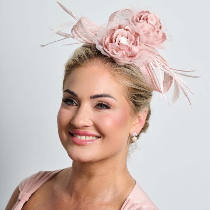 Blush Pink Floral Feather Wedding Fascinator