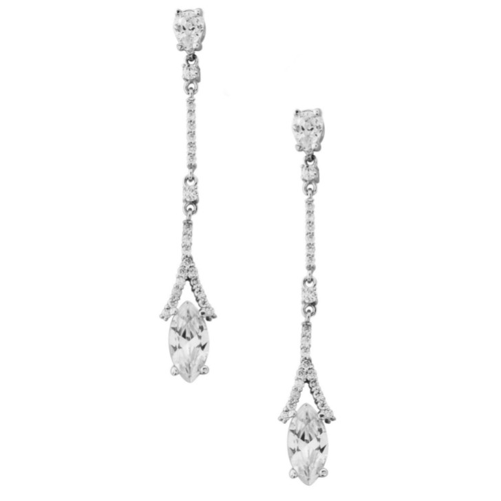 Boucles d'oreilles de mariage Miami, longues et délicates, avec gouttes de cristal