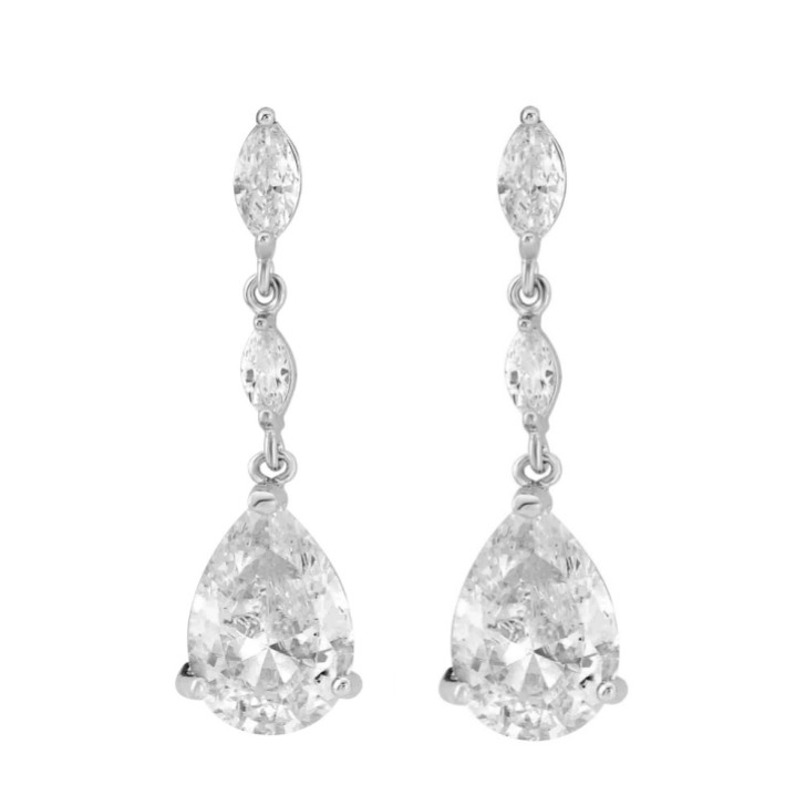 Boucles d'oreilles de mariage Regalia avec goutte de cristal et zircon cubique