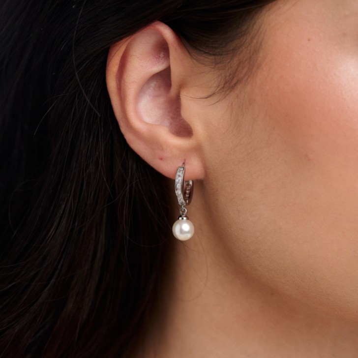 Boucles d'oreilles de Tahiti en argent avec perles et cristaux