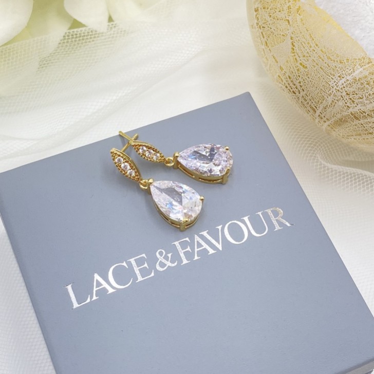 Boucles d'oreilles Ellie Gold Teardrop Crystal