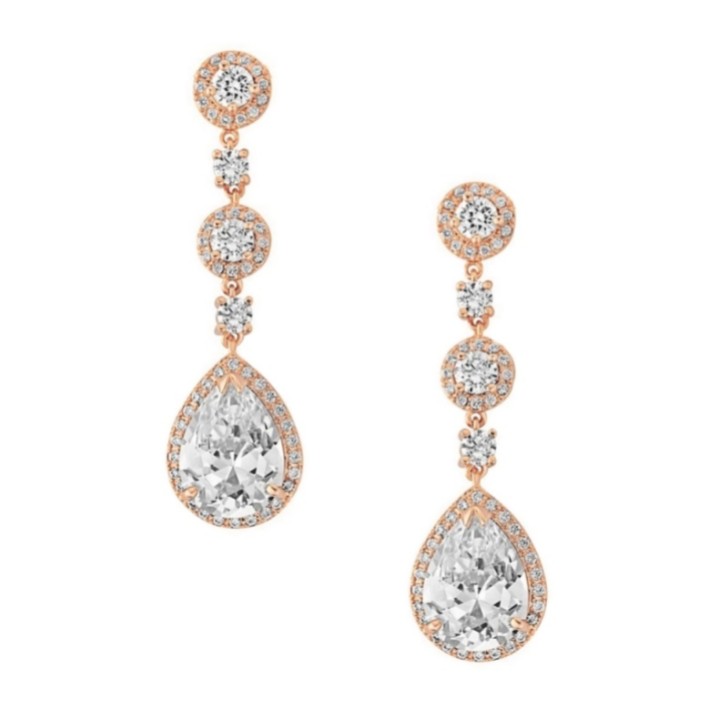 Boucles d'oreilles mariage chandelier éternel en cristal (or rose)