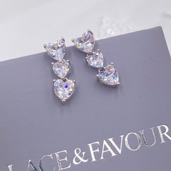 Boucles d'oreilles mariage Langham CZ Crystal Hearts