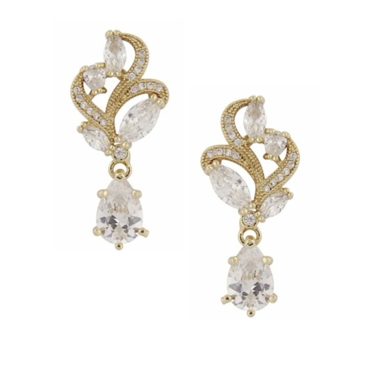 Boucles d'oreilles mariage vintage en cristal (or)