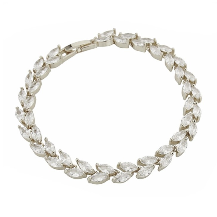 Bracciale Amara in argento con cristalli a forma di vite di foglie