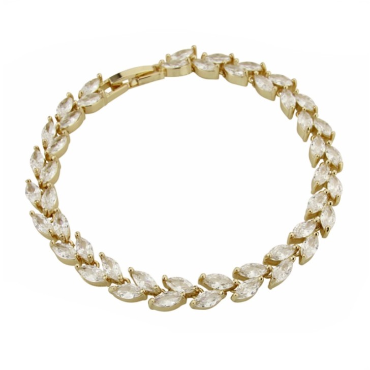 Bracciale Amara in cristallo d'oro con vite di foglie