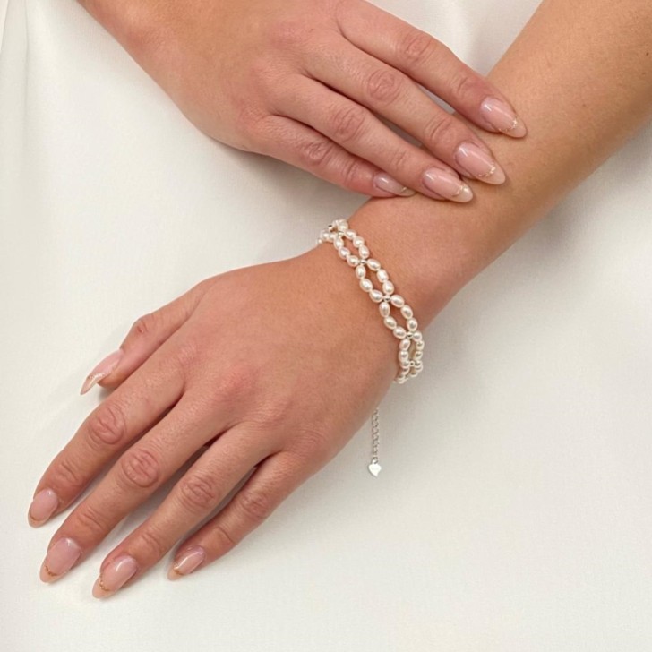 Bracciale da sposa con perle d'acqua dolce Tuliana (argento)