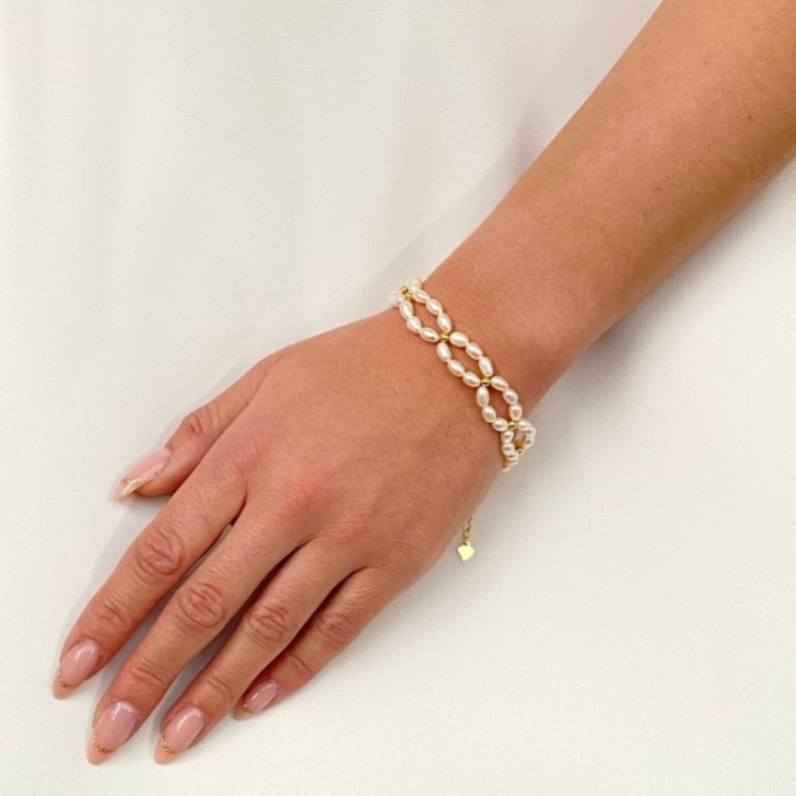 Bracciale da sposa con perle d'acqua dolce Tuliana (oro)