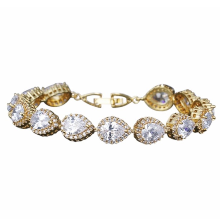 Bracciale nuziale Hampton con zirconi a goccia (oro)