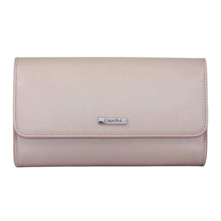 Capollini Almond Pearlised Leather Clutch Bag