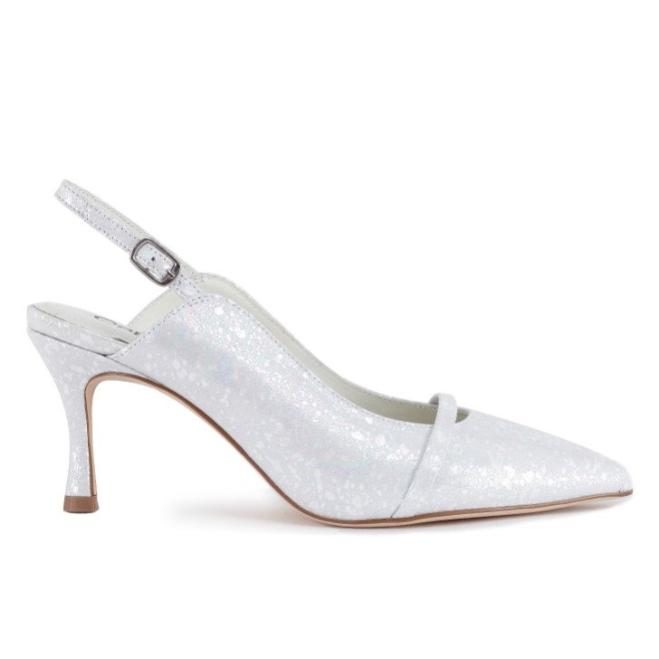 Capollini Emory Pearlescent Leather Mid Heel Slingbacks