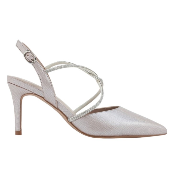 Capollini Escarpins à bride croisée en cuir nacré Charlotte avec strass