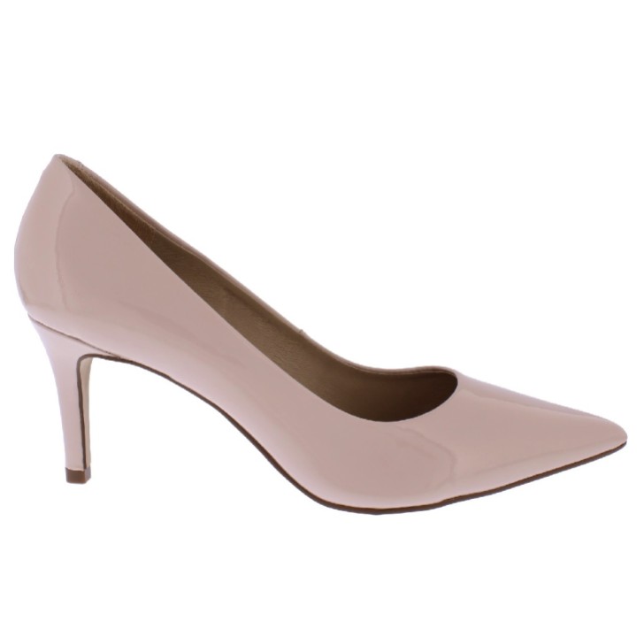 Capollini Escarpins pointus en cuir verni rose nude Petal