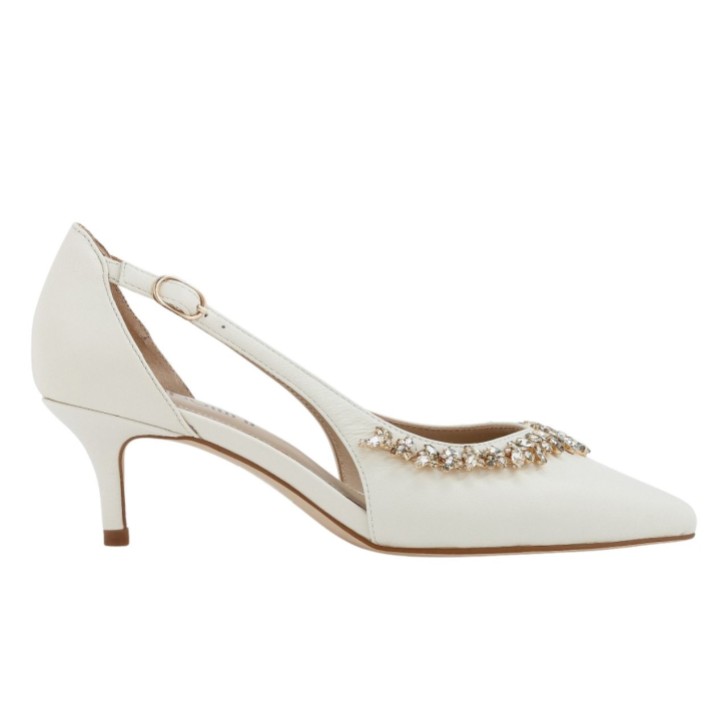 Capollini Escarpins à talons moyens en cuir et porcelaine Nysa, ornés de décorations