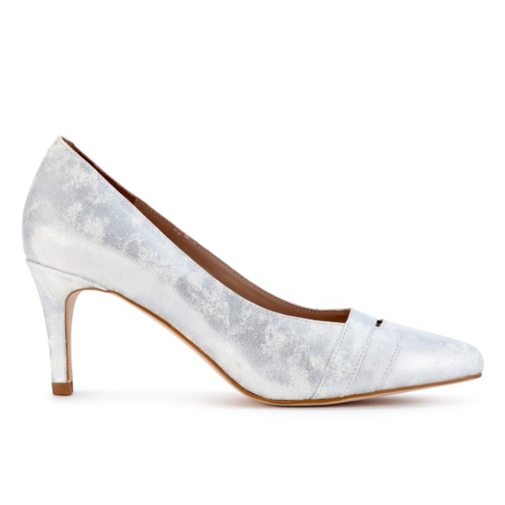 Capollini Esme Vintage Weiß Nubukleder Mid Heel Court Schuhe