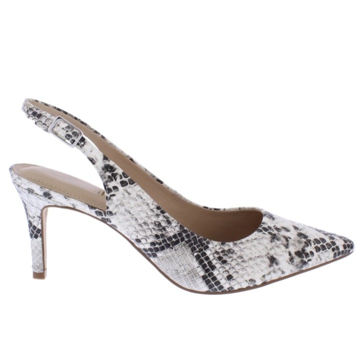 Capollini Iris Ivory Snake Print Leather Pointed Slingback Heels (talons aiguilles en cuir imprimé serpent)