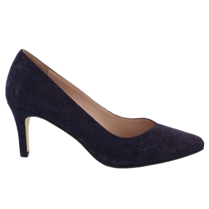 Capollini Izzy, scarpe da corte con tacco medio in pelle nabuk, color navy