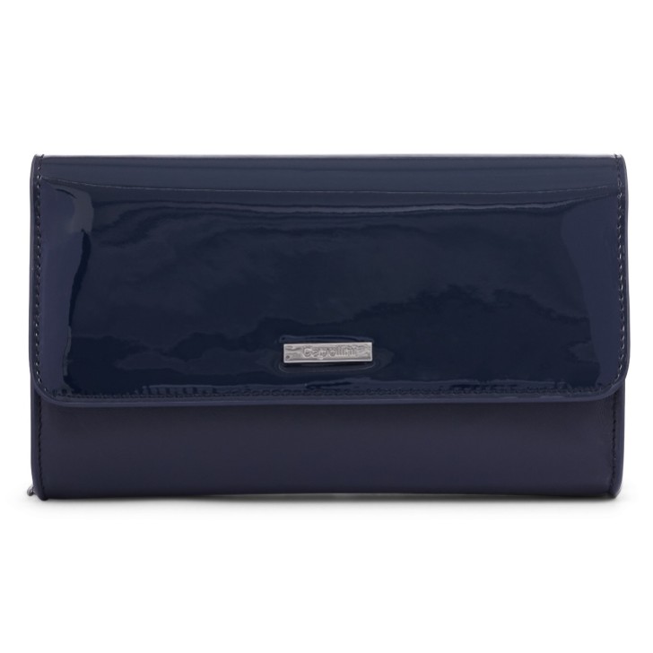 Capollini Navy Patent Leather Clutch Bag