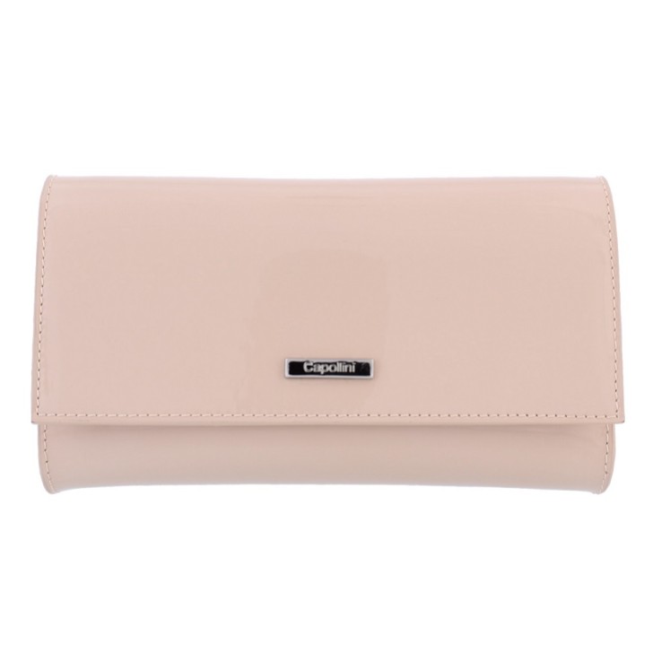 Capollini Pochette en cuir verni rose nude