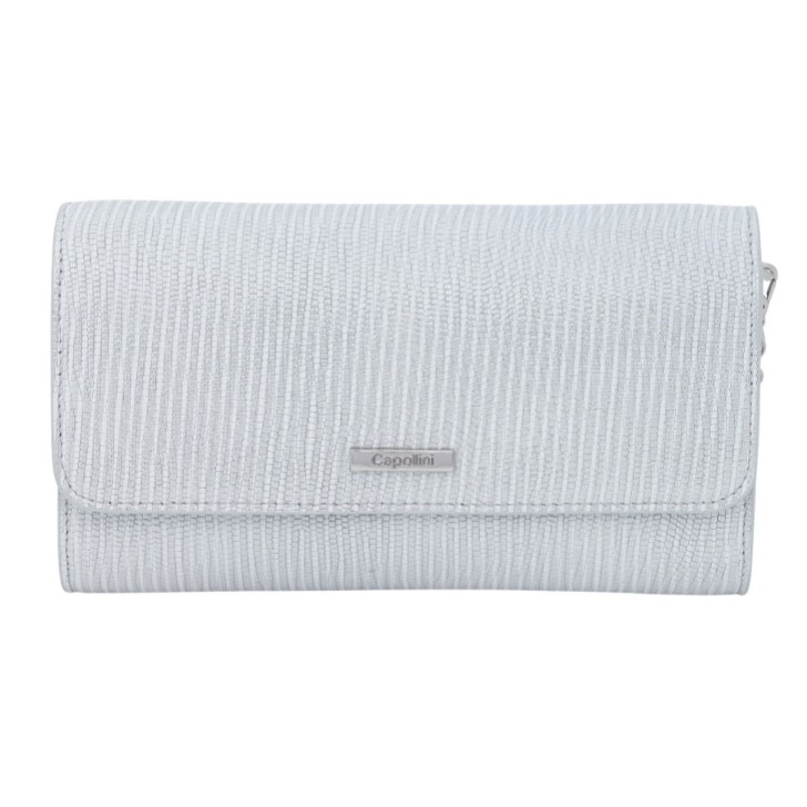 Capollini Pochette in pelle nabuk con strisce argentate