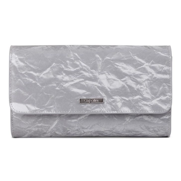 Capollini Pochette in pelle nabuk grigio chiaro di luna