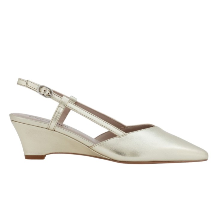 Capollini Sandali con tacco basso in pelle Lumi Gold