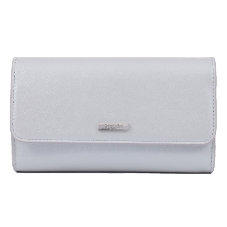 Capollini Taubengraue Clutch-Tasche aus perlglänzendem Leder