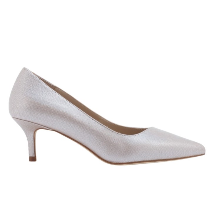 Capollini Ursula Pearlised Blush Leather Low Heel Court Shoes